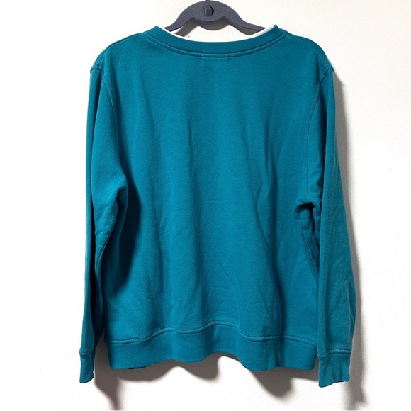 Vintage 90s Shenanigans Teal Butterfly Flower Embroidered Sweatshirt Size Large - Picture 2 of 13
